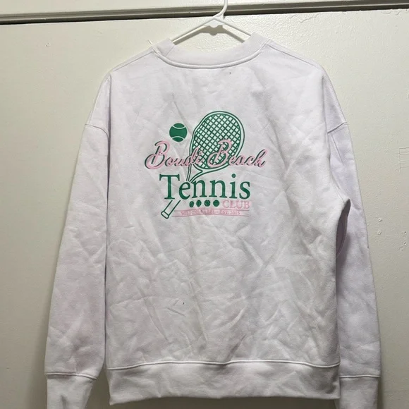 White Tennis Club Graphic Crewneck Pullover - Picture 2 of 6
